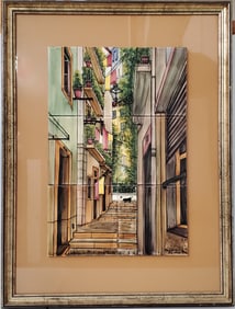 Outeiro Agueda Hand Painted Portuguese Pottery Porcelain Tile Lisboa Antiga Portugal Wall Hanging