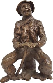 Post War Antique Clay Cast Bronze Man Statue Statuette