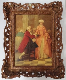 Benjamin Eugene Fichel Antique 1854 Courtship Oil Painting