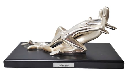 Ottaviani Italy Silver Plated Hands Amantes Nude Sculpture