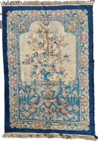 Vintage Asian Chinese Rug Carpet 6’x4’1.5” Hand Made Multi Color Art Deco Wool