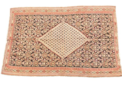 Geometric Medallion Kilim Flat Weave Carpet Rug Persian Nomadic or Indo Afghan 51 X 76 in