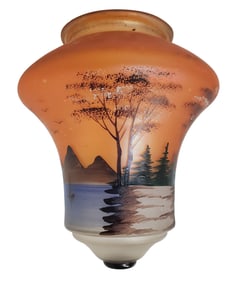 Antique Aurene Handpainted Arts Crafts Art Nouveau Scenic Globe Lamp Shade