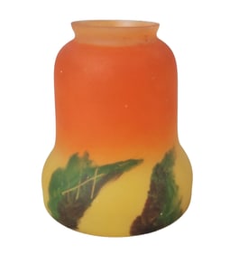 Period Art Deco HP Reverse Painted Art Glass Lamp Shade