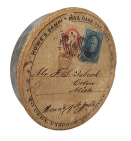 Early American Postage Stamp Howes Sample Mail Case F.L. Babcock Colon Michigan 1879
