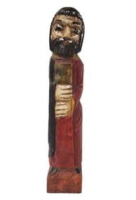 Vintage to Antique Santo Polychrome Carved Wood Saint Statue