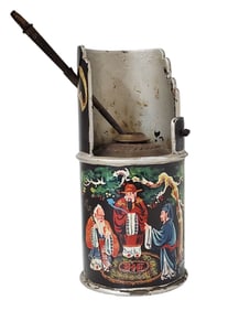 Antique Asian Chinese Hand Painted Scenic Bat Opium Pipe