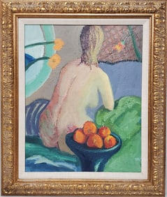 Local Find Modernist Nude Female Still Life Interior Oil Inscribed Boland Mystery Unknown Artist Fre