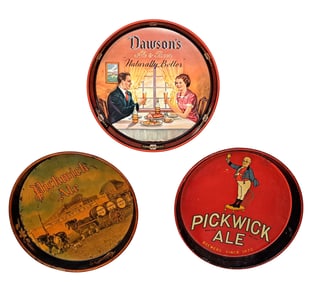 Vintage Dawsons Pickwick Ale Beer Advertising Trays Lot of 3