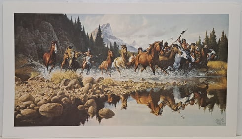 Frank McCarthy Returning Raiders Native American Pencil Signed Limited Edition Print Greenwich