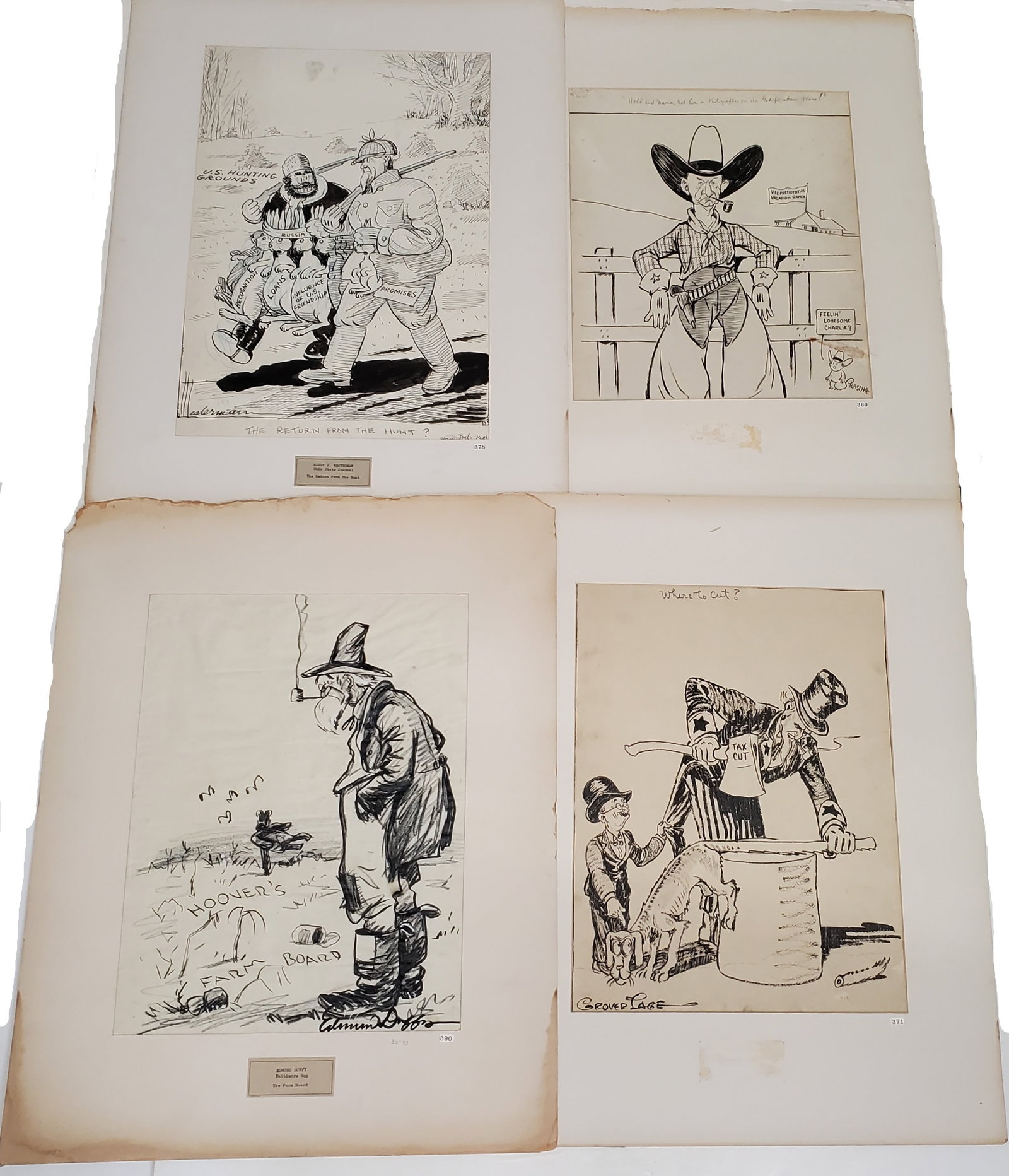 4 Original Pen Ink Drawing Edmund Duffy Grover Page Harry L Westerman Political Newspaper Illustrati (1 of 10)