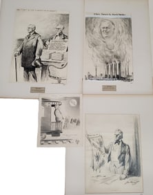 Original Pen Ink Drawing FDR Uncle Sam Political Newspaper Vintroux Homer Stinson John Chase John Ha