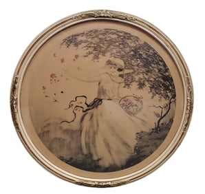 J Henricy Pencil Signed Art Deco Etching Woman Flower Petals Icart Manner