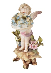 Antique 19c Meissen German Angel Cherub Porcelain Figure Statue to Fix