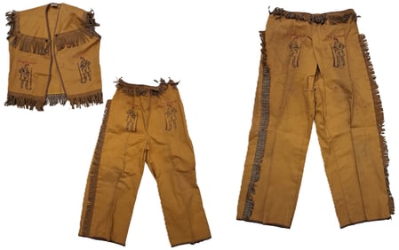Vintage Real Texan Betty Leach Child’s Davy Crockett Western Style Vest Pants Collection