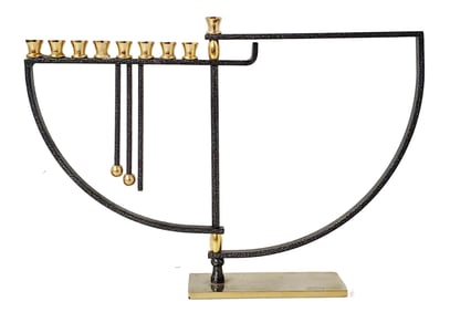 Karshi Israel 24kt Gold Silver Plated Modern Judaica Jewish Menorah