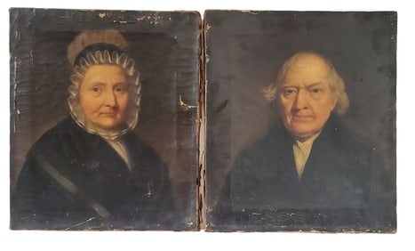 Barn Find Pair 19c Painting Portraits Husband Wife Unknown Mystery Possibly Itinerant Artist