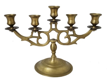 Big Heavy Solid Brass Large Vintage Antique 5 Light Candelabra Candle Holder