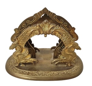 Antique Ornate Heavy Embossed Brass Desk Letter Holder Bradley & Hubbard Manner Stamped 2043