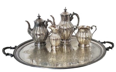Antique Early Sheffield John Sherwood & Son Silver Plated 5pc Tea Set