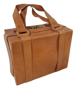 Vintage Leather Traveling Suitcase Briefcase Coban Guatemala