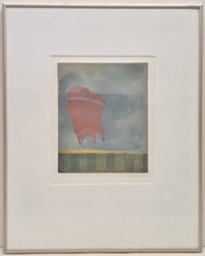 Peter Schnatz Signed Abstract Artists Proof Colored Etching Airborne Anthropomorphism