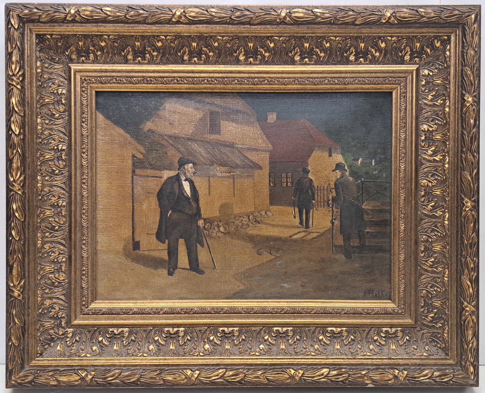 Mystery Artist Edwardian Continental Street Scene Oil On Canvas Painting Illegibly Signed To Fix: Described By: Dillon HFA VX.1 Title: Mystery Artist Edwardian Continental Street Scene Oil On Canvas Painting Illegibly Signed 1917 To Fix Description:Unknown Mystery Artist Edwardian Continental Stre