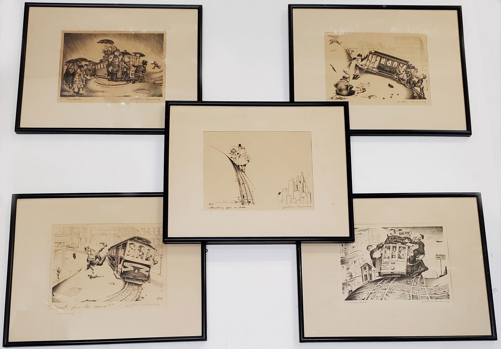 Justin Murray Signed Cable Car Lithograph Prints San Francisco California Vintage 1940s Lot of 5 (1 of 7)