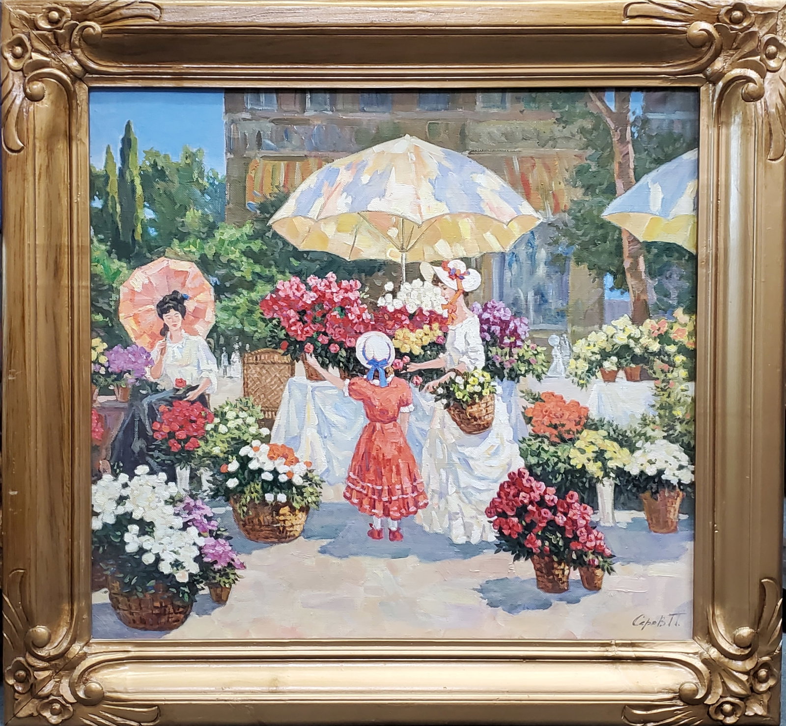 Petr Serov Russian Impressionist Oil Painting Large Flower Market 1996 (1 of 5)