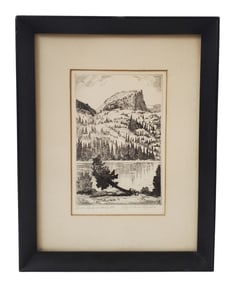 Lyman Byxbe Bear Lake Etching Pencil Signed Colorado Rockies Artist Possibly Big Bear Mountain Calif