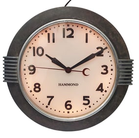 Art Deco Hammond Illuminated Running Wall Clock Chicago USA 21in Huge