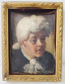 Late 19c Portrait of 18c Gentleman American Victorian European Continental Oil Antique Mystery Artis