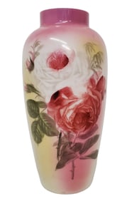 Vintage Decorative Art Glass Rose Floral Flower Vase