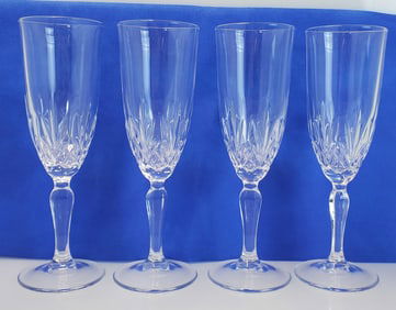 Vintage Cut Crystal Champagne Flutes Glasses Lot of 4