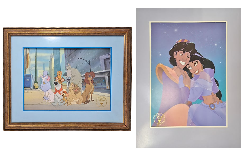 Vintage Disney Store Aladdin Jasmine Oliver & Company Exclusive Commemorative Lithograph Prints (1 of 11)