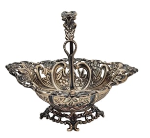 Antique Sterling Silver Mitchell Bosley Birmingham English Miniature Reticulated Handled Bas