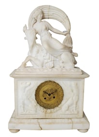 Incredible Carved Alabaster Nude Relief Aesthetic Mantel Clock to Fix Restore
