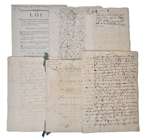 Lot Of 7 Antique French European Documents Dated From 16th to 18th Century Original Ephemera