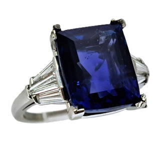 9.67ct Sapphire Extraordinary Color Raymond Yard Art Deco Platinum Ring GIA No Heat Sri Lanka (1 of 6)