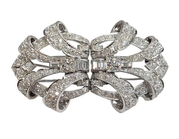 Extra Large Art Deco Approx. 16ctw Hi Quality Diamond Heavy Platinum French Hallmarked Clips
