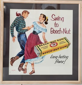 Period Beech Nut Gum Casey Jones Store Advertising Poster Swing Cowboy Western Dancing Couple