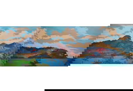 Ed Lane Hanalei Bay Hawaiian Mountain Landscape Seascape Giclee Diptych Large 36x120 COA One of 3: Described By: Michelle NGRG HFA VX Title: Ed Lane Hanalei Bay Hawaiian Mountain Landscape Seascape Giclee Diptych Large 36x120 COA One of 3 Lots Hawaii Artist in Sale Description: Ed Lane M