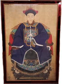 Huge 5ft Chinese Ancestor Ancestral Portrait Painting Antique