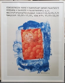 Very Large Robert Rauschenberg Poster Banner Stoned Moon German Text Florida Oranges Entirely Photo