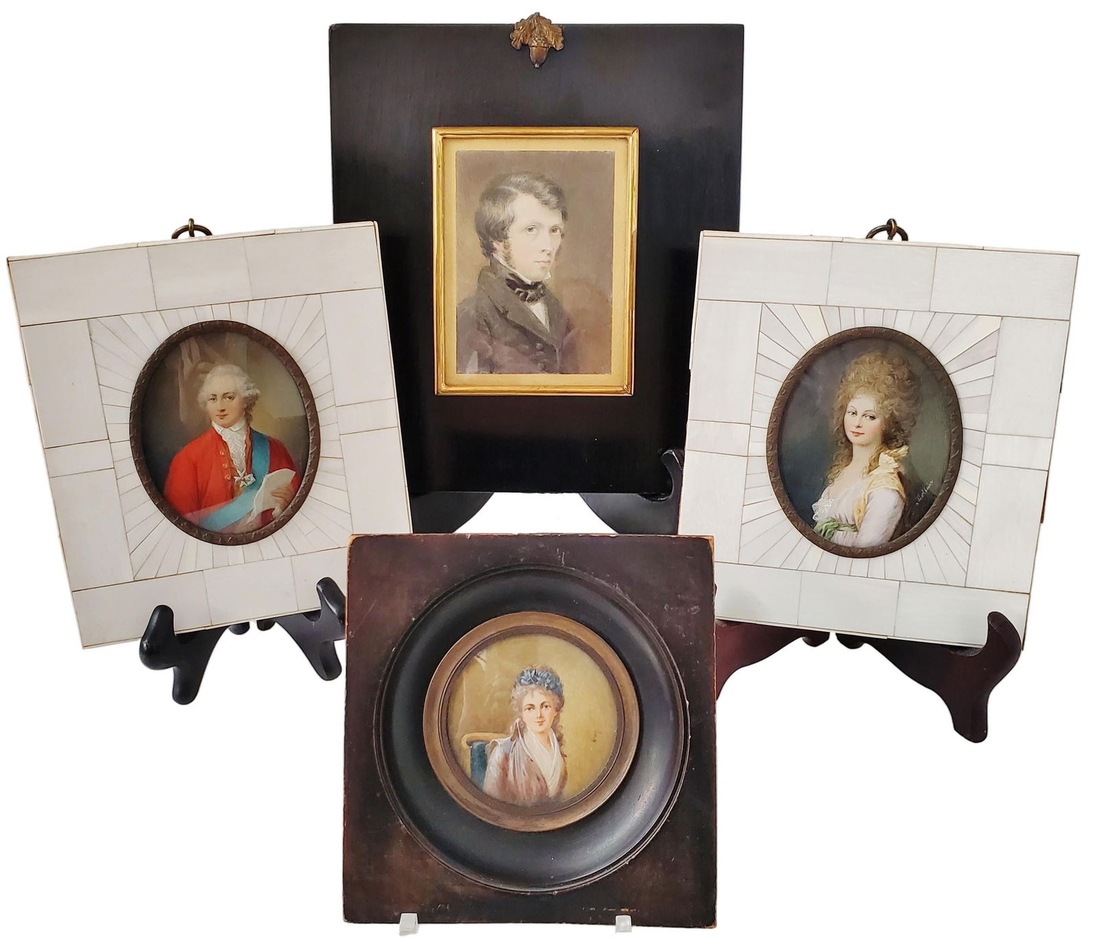 Heinrich F?ger & Tischbein Antique Fine Miniature Portrait Painting Lot of 4 European Nobleman (1 of 12)