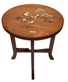 Shibayama Omar Khayyam Inlaid Japanese 14in Tabouret Illustrated Persian Subject Antique Circa