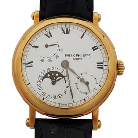 18k Gold Patek Philippe Complication Officer 5054 Power Reserve Moonphase Moon Watch Orig 18k Gold B