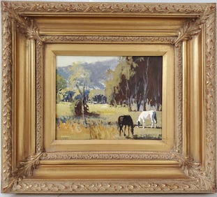 Joseph DiGiorgio Horses Landscape Oil Painting New York Artist Vintage