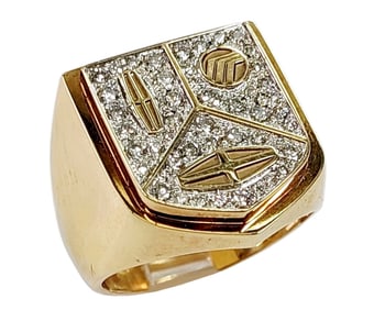 Scarce Heavy Cartier 18k Gold Ford Motor Co Lincoln 0.75ctw Fine Diamond Mens Ring w/ Box