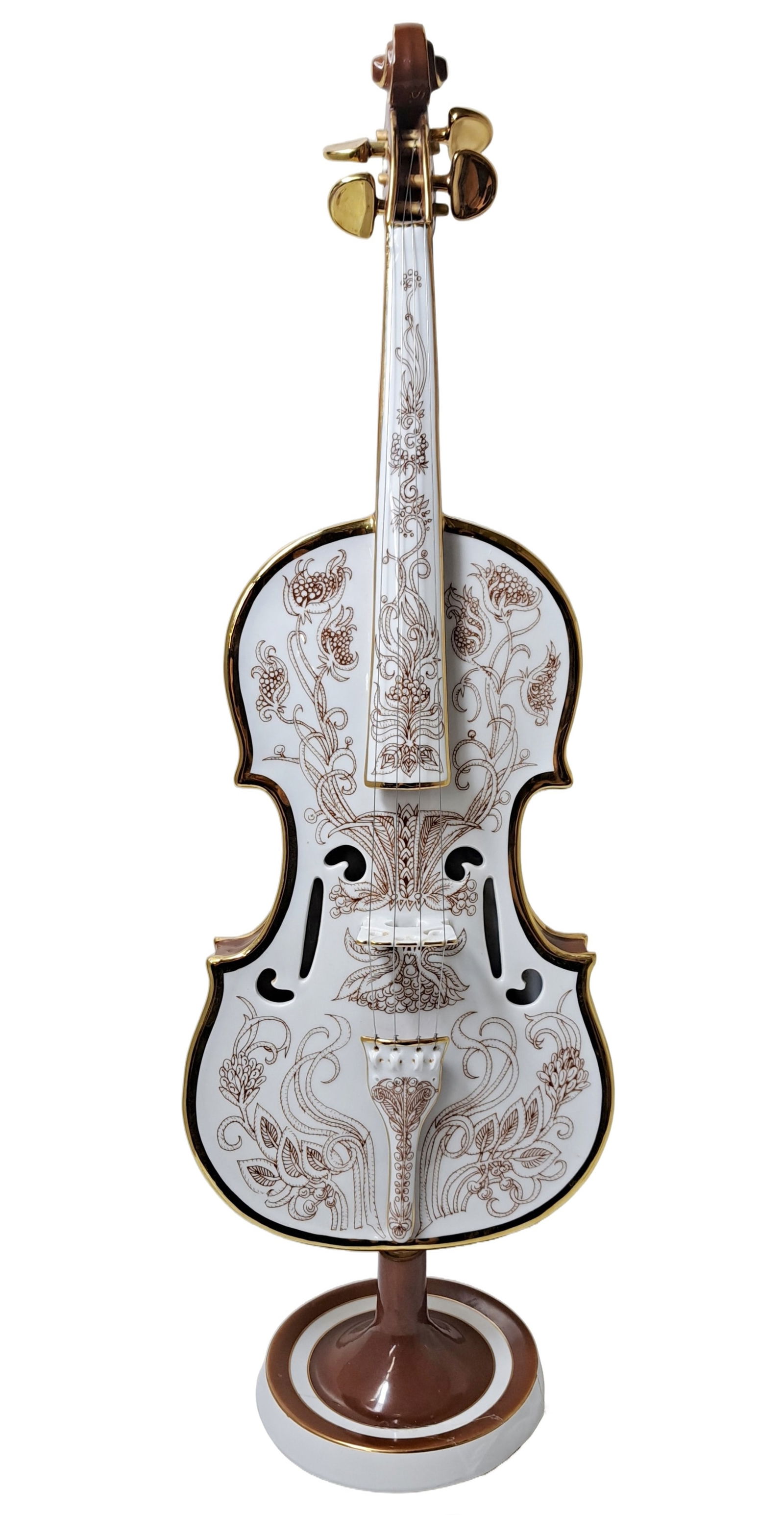 Vintage Porcelain Violin Statue By Endre Laszlo Saxon For Hollohaza Modernist Hungary (1 of 13)